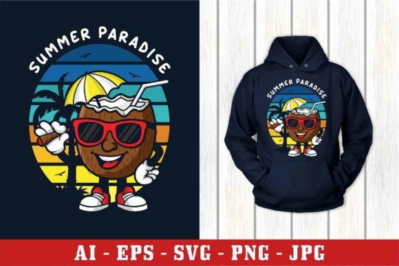 Coconut Mascot Graphics for T-Shirt Designs & Branding