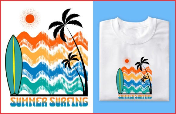 Summer Surfing Beach T-shirt Design Graphics Review