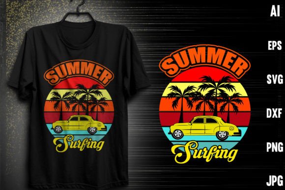 Summer Surfing Graphics for T-Shirt Designs